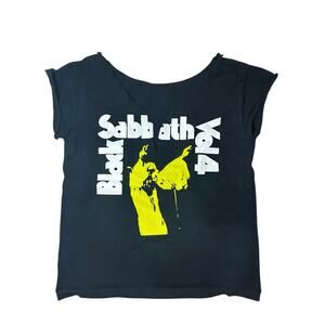 Black Sabbath Vol 4 Band Tee Ozzy Osbourne Cropped Reworked Distressed Small